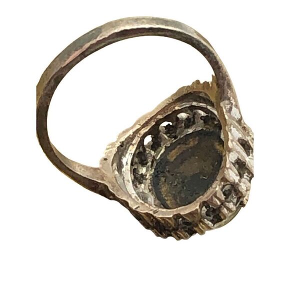 Vintage Estate Sterling Silver Art Deco Cocktail Ring Size 6 Blue Center Opal - Picture 4 of 16